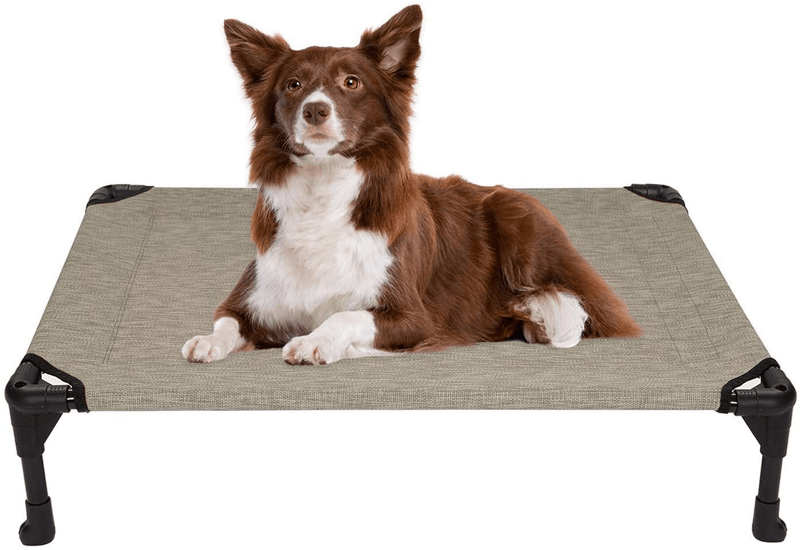 Veehoo Cooling Elevated Dog Bed, Portable Raised Pet Cot with Washable & Breathable Mesh, No-Slip Rubber Feet for Indoor & Outdoor Use, Medium, Beige Coffee Animals & Pet Supplies > Pet Supplies > Cat Supplies > Cat Beds Veehoo Beige Coffee-Mesh Medium 