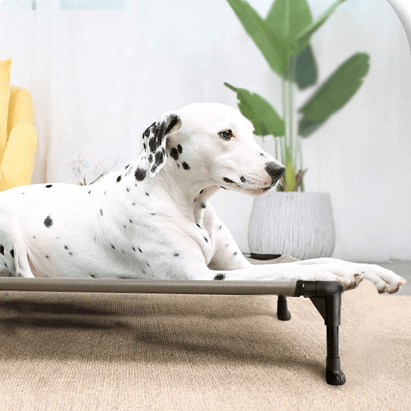 Veehoo Cooling Elevated Dog Bed, Portable Raised Pet Cot with Washable & Breathable Mesh, No-Slip Rubber Feet for Indoor & Outdoor Use, Medium, Beige Coffee