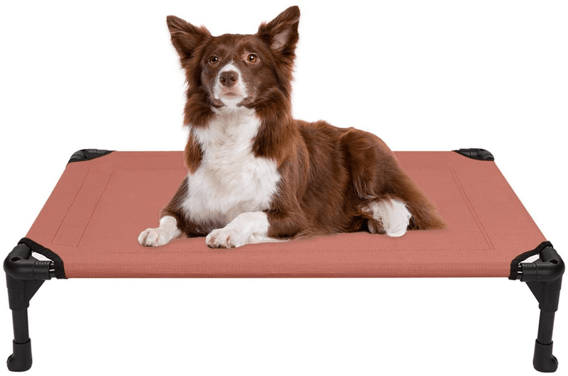 Veehoo Cooling Elevated Dog Bed, Portable Raised Pet Cot with Washable & Breathable Mesh, No-Slip Rubber Feet for Indoor & Outdoor Use, Medium, Beige Coffee Animals & Pet Supplies > Pet Supplies > Cat Supplies > Cat Beds Veehoo Orange Red-Mesh Medium 