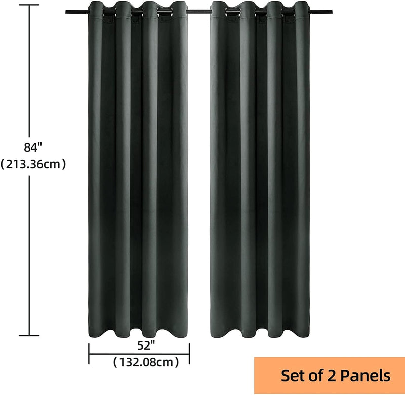 VEGA U Blackout Curtains Glossy Series - Privacy Protection Thermal Insulated Reduce Noise Grommet Curtains for Bedroom and Living Room, Set of 2 Panels, Black (52" W X 84" L, Dark Grayish Green) Home & Garden > Decor > Window Treatments > Curtains & Drapes VEGA U   