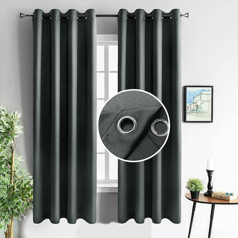 VEGA U Blackout Curtains Glossy Series - Privacy Protection Thermal Insulated Reduce Noise Grommet Curtains for Bedroom and Living Room, Set of 2 Panels, Black (52" W X 84" L, Dark Grayish Green) Home & Garden > Decor > Window Treatments > Curtains & Drapes VEGA U   