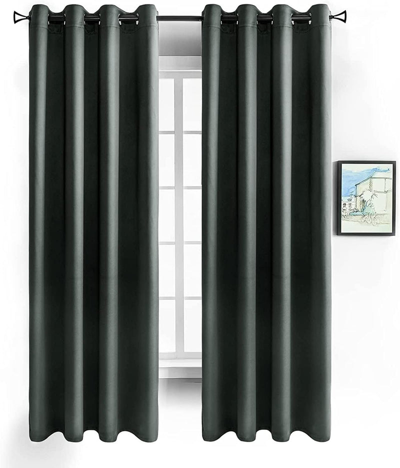 VEGA U Blackout Curtains Glossy Series - Privacy Protection Thermal Insulated Reduce Noise Grommet Curtains for Bedroom and Living Room, Set of 2 Panels, Black (52" W X 84" L, Dark Grayish Green) Home & Garden > Decor > Window Treatments > Curtains & Drapes VEGA U Dark Grayish Green 52" W X 84" L 