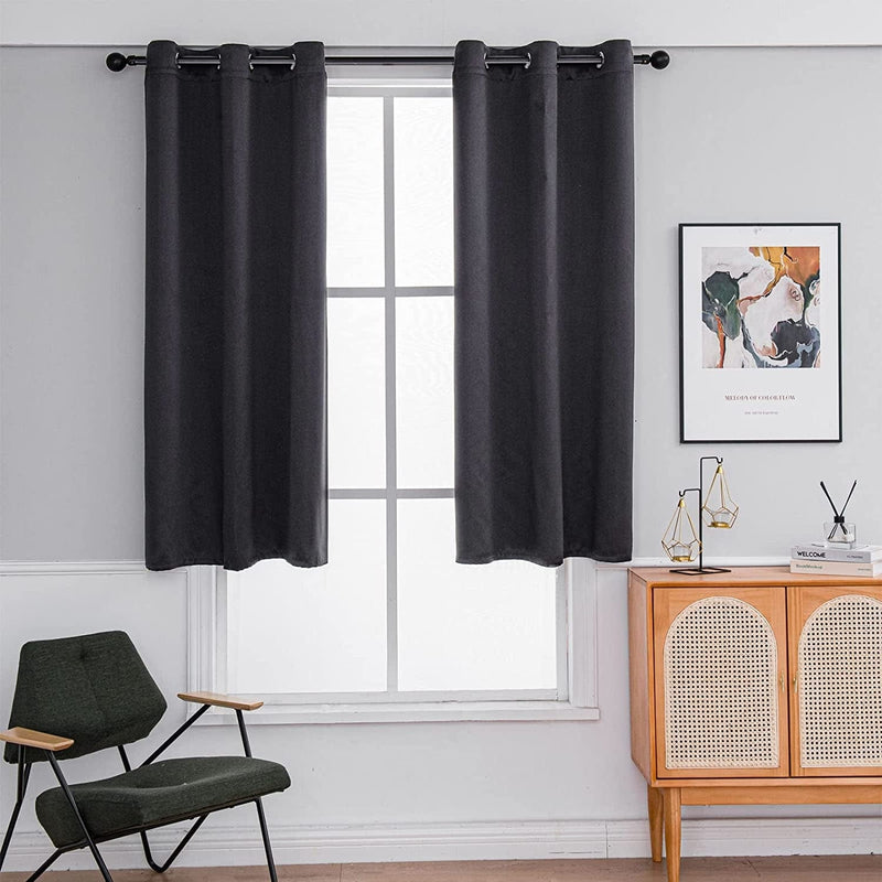 VEGA U Blackout Curtains Glossy Series - Privacy Protection Thermal Insulated Reduce Noise Grommet Curtains for Bedroom and Living Room, Set of 2 Panels, Black (52" W X 84" L, Dark Grayish Green) Home & Garden > Decor > Window Treatments > Curtains & Drapes VEGA U Pure Black 42" W X 63" L 