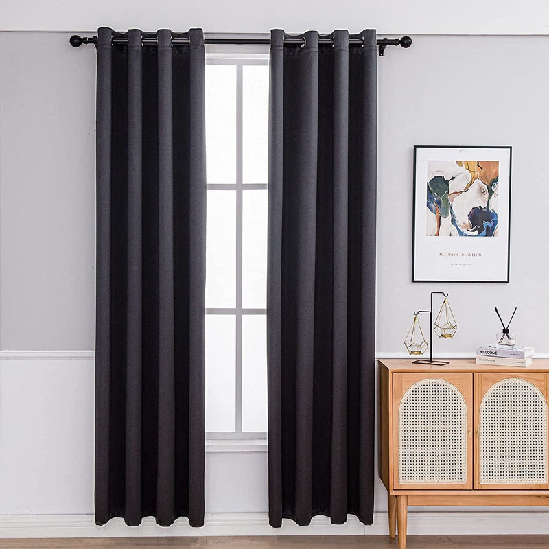 VEGA U Blackout Curtains Glossy Series - Privacy Protection Thermal Insulated Reduce Noise Grommet Curtains for Bedroom and Living Room, Set of 2 Panels, Black (52" W X 84" L, Dark Grayish Green) Home & Garden > Decor > Window Treatments > Curtains & Drapes VEGA U Pure Black 52" W X 84" L 