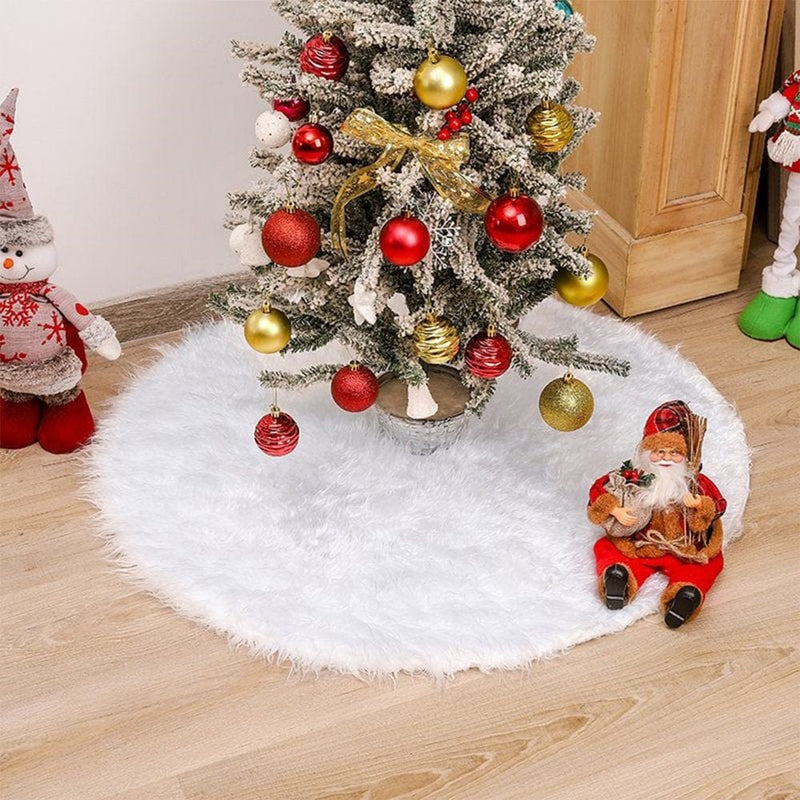 VEGCOO 48 Inch Christmas Tree Skirt with 10Pcs Chrismas Decoration Cards for Merry Christmas Party Christmas Tree Decorations Holiday Tree Ornaments (White) Home & Garden > Decor > Seasonal & Holiday Decorations > Christmas Tree Skirts VEGCOO   