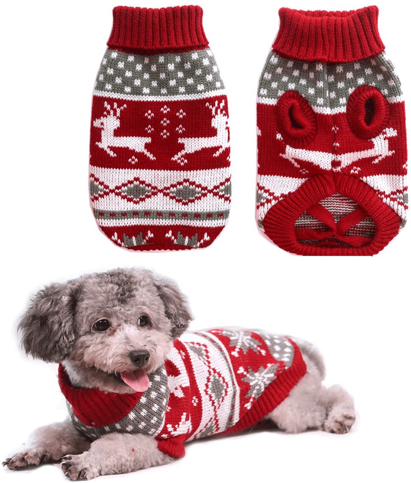 Vehomy Dog Christmas Sweaters Pet Winter Knitwear Xmas Clothes Classic Warm Coats Reindeer Snowflake Argyle Sweater for Kitty Puppy Cat Animals & Pet Supplies > Pet Supplies > Cat Supplies > Cat Apparel Vehomy X-Large  
