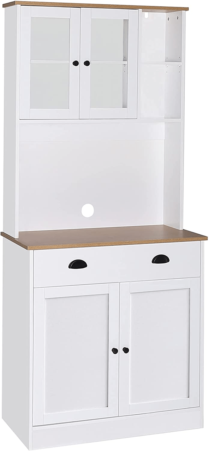 VEIKOUS 72" Pantry Buffet Freestanding Kitchen Storage Cabinet with Hutch, Wide Countertop and Adjustable Shelves, White Home & Garden > Kitchen & Dining > Food Storage VEIKOUS White  
