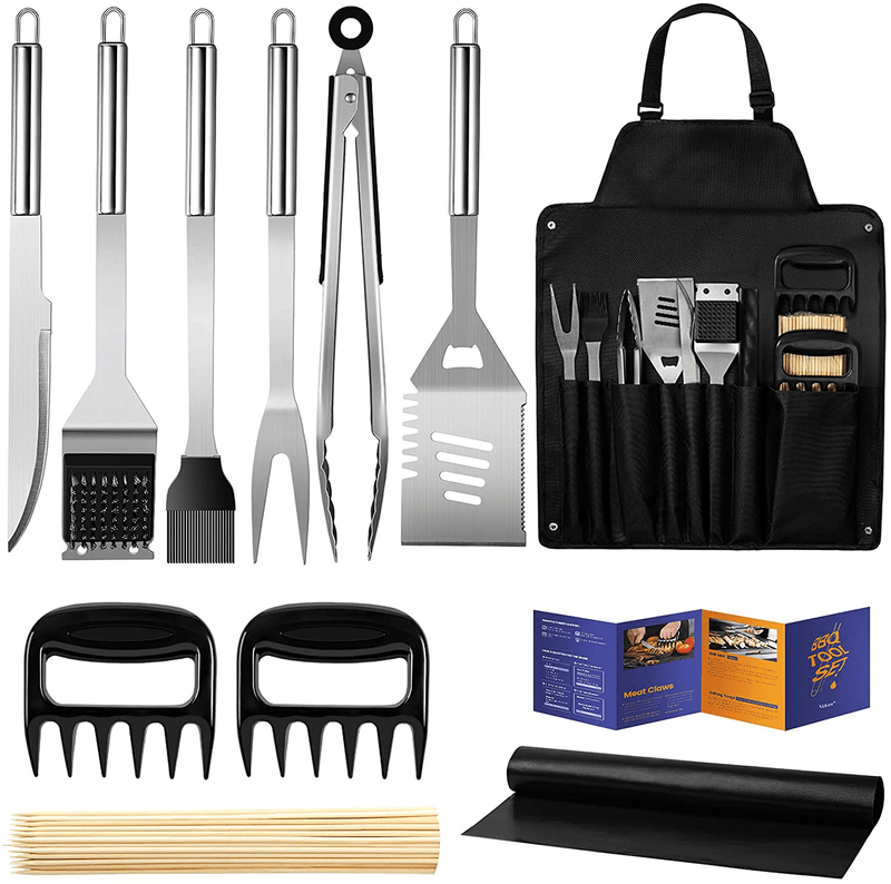 Veken BBQ Grill Accessories, Grill Utensils Set, 16 Inches Stainless Steel BBQ Tools Set for Men & Women Grilling Accessories with Storage Apron Gift Kit for Camping Backyard Barbecue Sporting Goods > Outdoor Recreation > Camping & Hiking > Camping Tools Veken Standard  