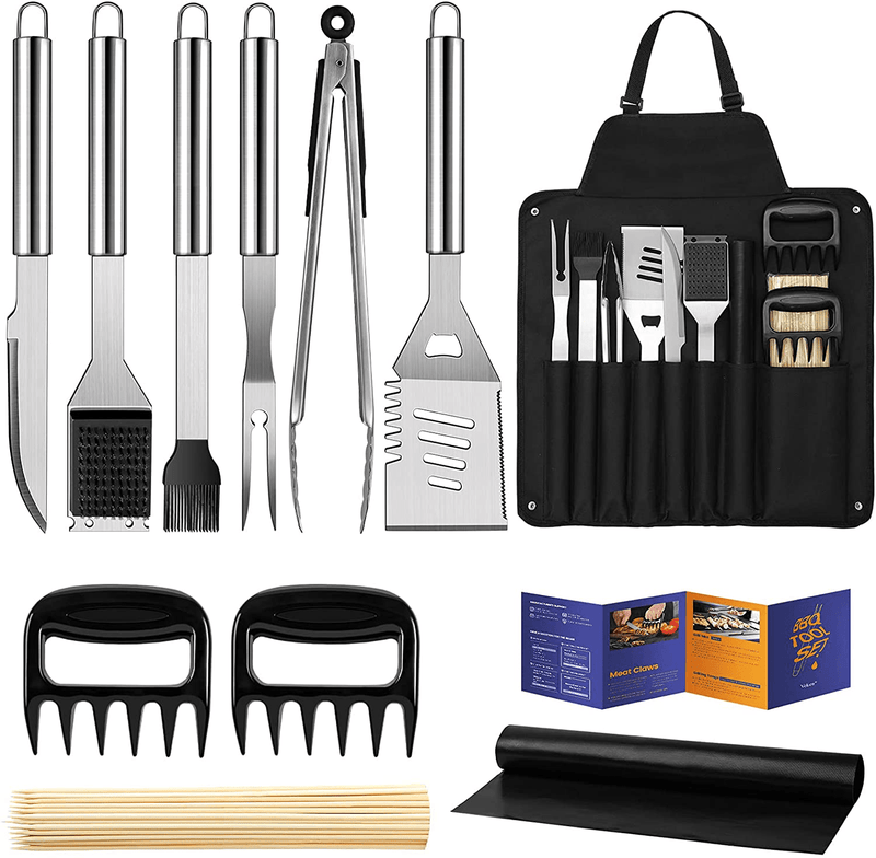 Veken BBQ Grill Accessories, Grill Utensils Set, 16 Inches Stainless Steel BBQ Tools Set for Men & Women Grilling Accessories with Storage Apron Gift Kit for Camping Backyard Barbecue