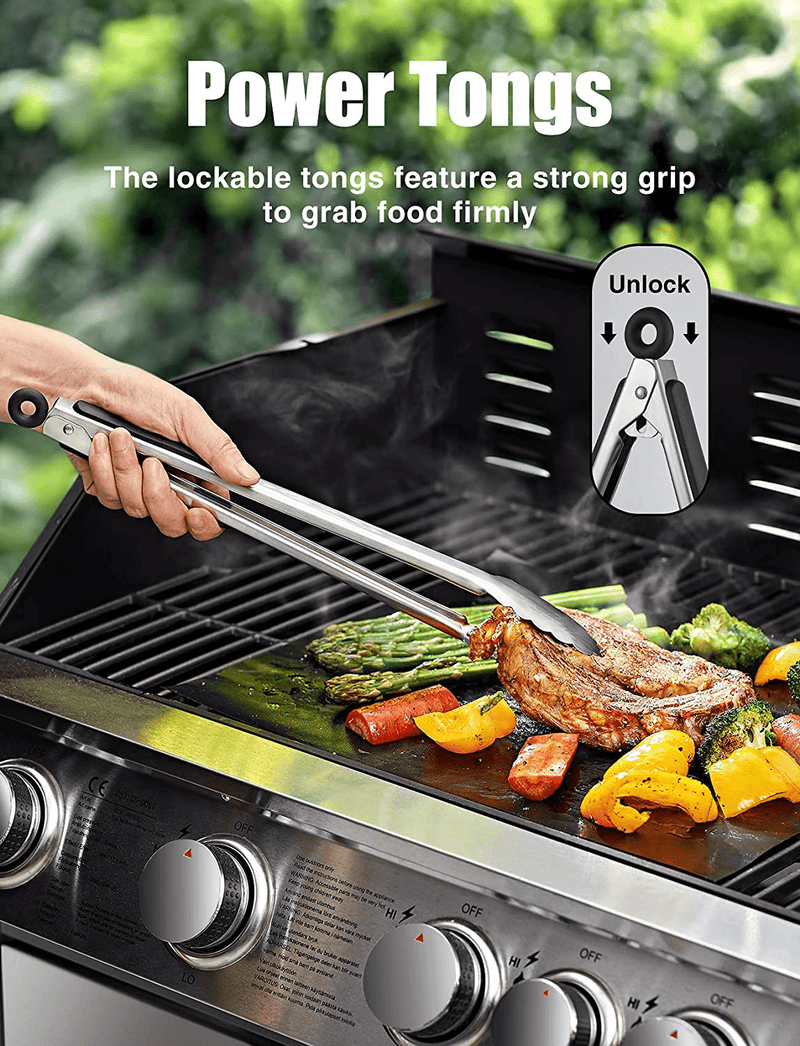 Veken BBQ Grill Accessories, Grill Utensils Set, 16 Inches Stainless Steel BBQ Tools Set for Men & Women Grilling Accessories with Storage Apron Gift Kit for Camping Backyard Barbecue