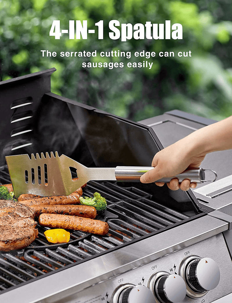 Veken BBQ Grill Accessories, Grill Utensils Set, 16 Inches Stainless Steel BBQ Tools Set for Men & Women Grilling Accessories with Storage Apron Gift Kit for Camping Backyard Barbecue Sporting Goods > Outdoor Recreation > Camping & Hiking > Camping Tools Veken   