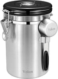 Veken Coffee Canister, Airtight Stainless Steel Kitchen Food Storage Container with Date Tracker and Scoop for Beans, Grounds, Tea, Flour, Cereal, Sugar, 22OZ, Black Home & Garden > Household Supplies > Storage & Organization Veken Silver 22OZ 