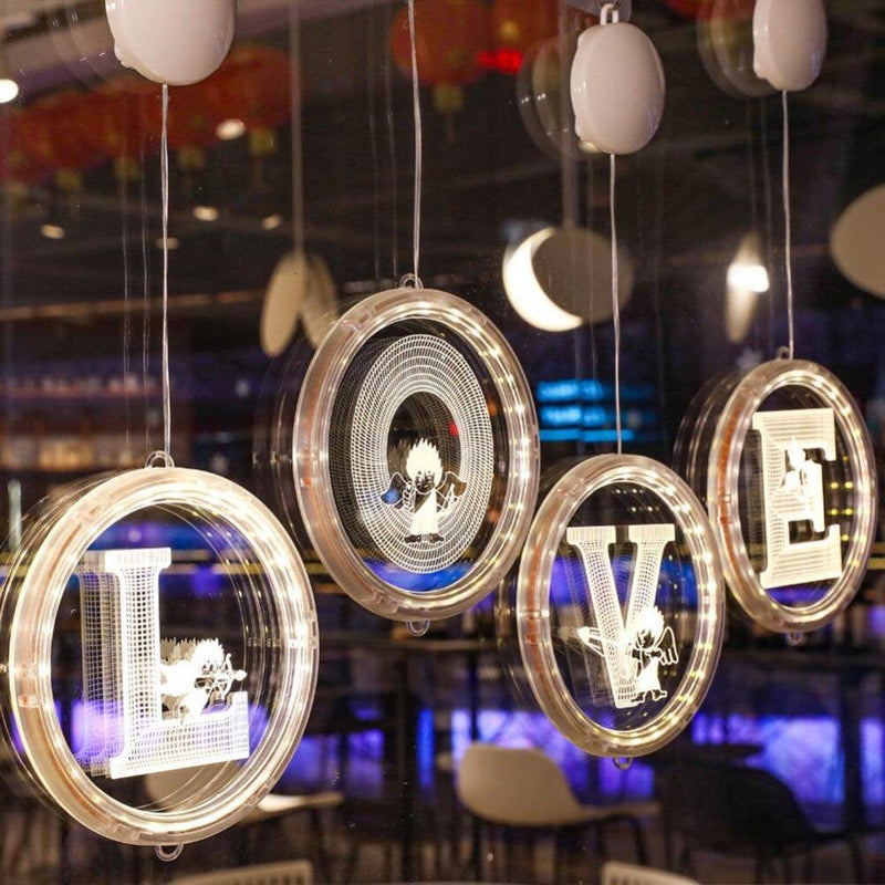 Velocity 3D Window Led Light round Love Letter Light Hanging Decor Lights for Valentines Day Wedding Anniversary Party Christmas Decor Home & Garden > Decor > Seasonal & Holiday Decorations Velocity   