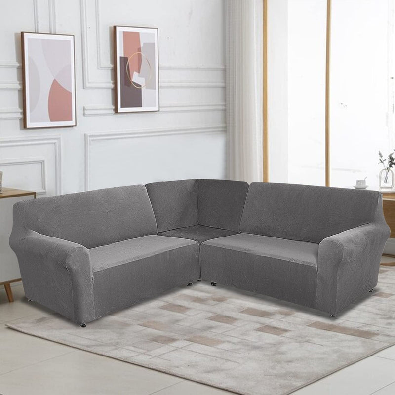 Velvet Armless Lounge Chaise Slipcover, Stretch Chaise Couch Cover Lounge Chair Sofa Slipcover Pet Furniture Cover Machine Washable Recliner Sofa Slipcover (White)(Ship from US) Home & Garden > Decor > Chair & Sofa Cushions ele ELEOPTION Grey-l-shaped 5 Seat 