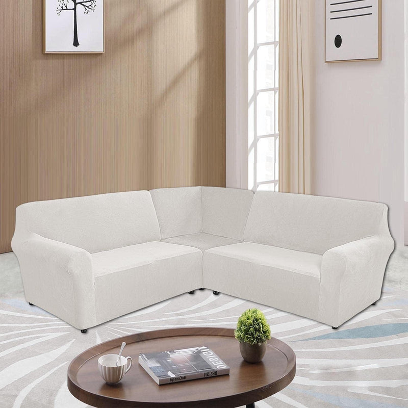 Velvet Armless Lounge Chaise Slipcover, Stretch Chaise Couch Cover Lounge Chair Sofa Slipcover Pet Furniture Cover Machine Washable Recliner Sofa Slipcover (White)(Ship from US) Home & Garden > Decor > Chair & Sofa Cushions ele ELEOPTION White-l-shaped 5 Seat 