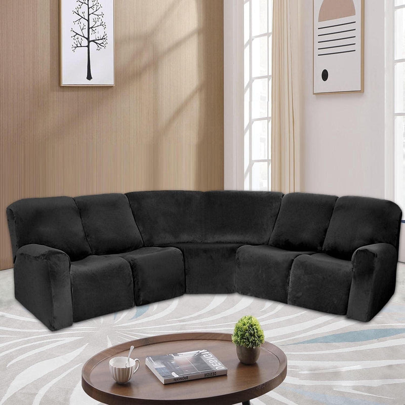 Velvet Armless Lounge Chaise Slipcover, Stretch Chaise Couch Cover Lounge Chair Sofa Slipcover Pet Furniture Cover Machine Washable Recliner Sofa Slipcover (White)(Ship from US) Home & Garden > Decor > Chair & Sofa Cushions ele ELEOPTION D Black 5 Seat 