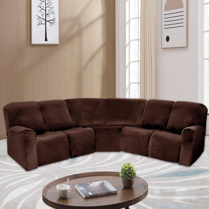 Velvet Armless Lounge Chaise Slipcover, Stretch Chaise Couch Cover Lounge Chair Sofa Slipcover Pet Furniture Cover Machine Washable Recliner Sofa Slipcover (White)(Ship from US) Home & Garden > Decor > Chair & Sofa Cushions ele ELEOPTION D Brown 5 Seat 