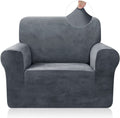 Velvet Chair Cover Stretch Armchair Slipcover Couch Cover for Chair, Soft Velour Chair Furniture Protector Cushion Covers with Elastic Bottom for Kids Pets Dogs, Grey Home & Garden > Decor > Chair & Sofa Cushions TAOCOCO Grey 1 Seater 32"-47" 