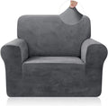 Velvet Chair Cover Stretch Armchair Slipcover Couch Cover for Chair, Soft Velour Chair Furniture Protector Cushion Covers with Elastic Bottom for Kids Pets Dogs, Grey Home & Garden > Decor > Chair & Sofa Cushions TAOCOCO Grey Dark 1 Seater 32"-47" 