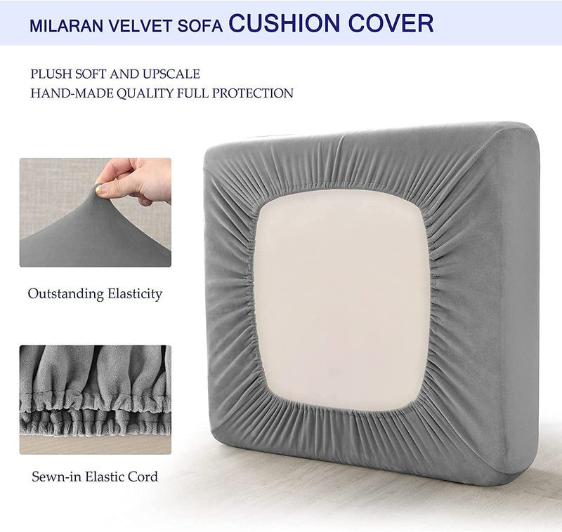 Velvet Couch Covers for 3 Cushion Couch,Stretch Individual Seat Cushion Covers Separate Sofa Seat Slipcover Protectors for Living Room Home Furniture Decor(3 Packs,Dark Gray) Home & Garden > Decor > Chair & Sofa Cushions TOPCHANCES   