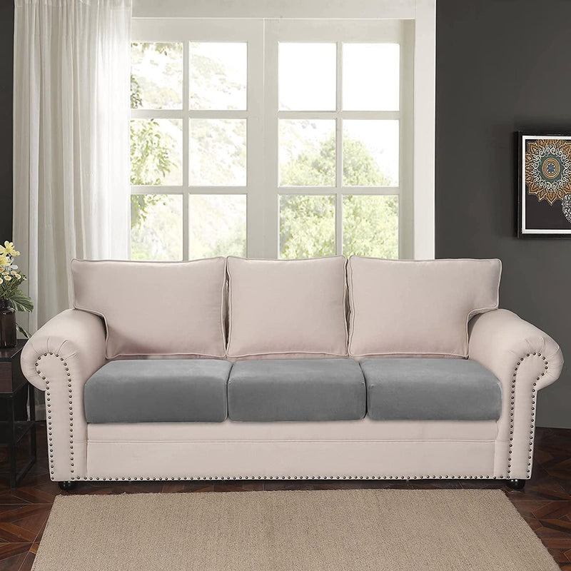Velvet Couch Covers for 3 Cushion Couch,Stretch Individual Seat Cushion Covers Separate Sofa Seat Slipcover Protectors for Living Room Home Furniture Decor(3 Packs,Dark Gray) Home & Garden > Decor > Chair & Sofa Cushions TOPCHANCES   