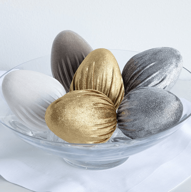 Velvet Egg Decor Set of 6 Metallic Gold and Silver Colors, Modern Decor, Spring Centerpiece, Kitchen Decor, Spring Decor, Easter Decorations Home & Garden > Decor > Seasonal & Holiday Decorations Your Heart's Content   