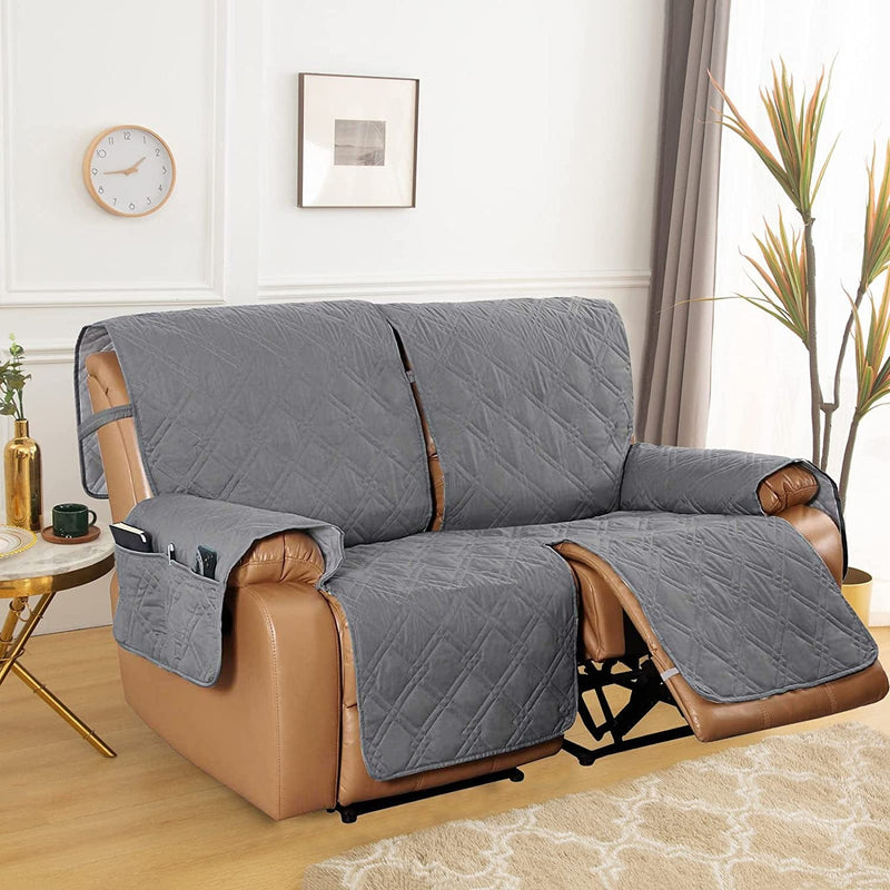 Velvet Loveseat Recliner Cover 2 Seat Reclining Loveseat Covers Chair Cover Sofa Slipcover 6 Pieces Cushion Couch Furniture Protector Coffee (Ship from US) Home & Garden > Decor > Chair & Sofa Cushions ele ELEOPTION Dark Grey 2 Seat 
