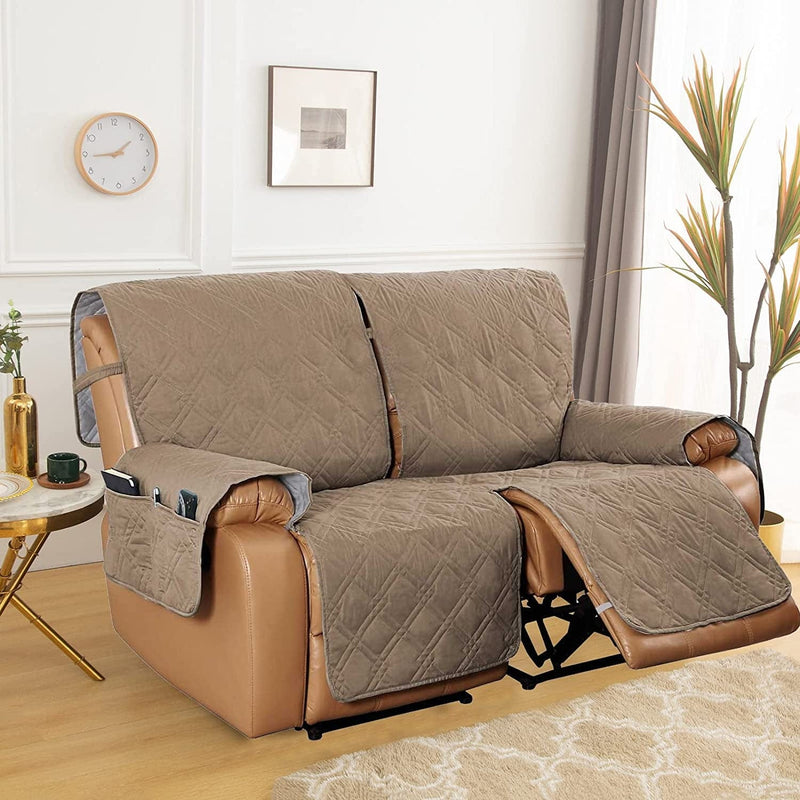 Velvet Loveseat Recliner Cover 2 Seat Reclining Loveseat Covers Chair Cover Sofa Slipcover 6 Pieces Cushion Couch Furniture Protector Coffee (Ship from US) Home & Garden > Decor > Chair & Sofa Cushions ele ELEOPTION Taupe 2 Seat 