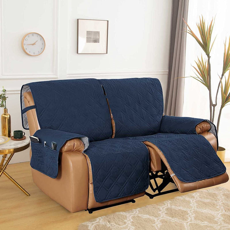 Velvet Loveseat Recliner Cover 2 Seat Reclining Loveseat Covers Chair Cover Sofa Slipcover 6 Pieces Cushion Couch Furniture Protector Coffee (Ship from US) Home & Garden > Decor > Chair & Sofa Cushions ele ELEOPTION Navy Blue 2 Seat 