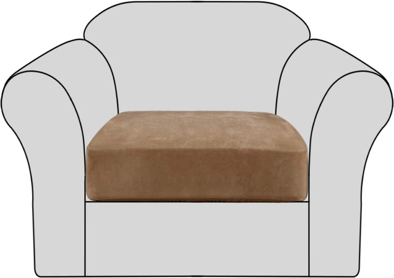 Velvet Stretch Couch Cushion Cover Plush Cushion Slipcover for Chair Cushion Furniture Protector Seat Cushion Sofa Cover with Elastic Bottom Washable (1 Pack, Camel) Home & Garden > Decor > Chair & Sofa Cushions H.VERSAILTEX Camel 1 