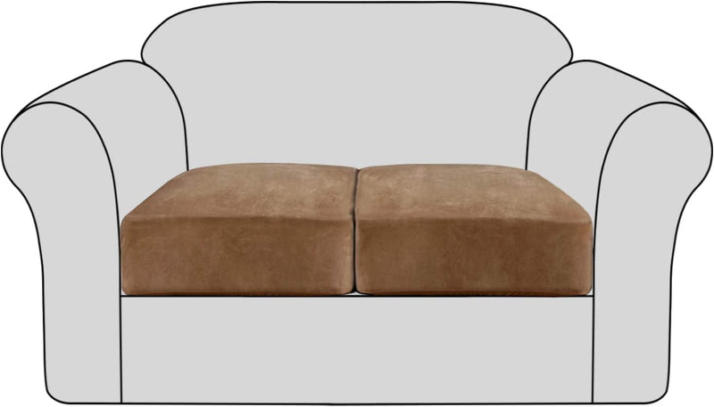 Velvet Stretch Couch Cushion Cover Plush Cushion Slipcover for Chair Cushion Furniture Protector Seat Cushion Sofa Cover with Elastic Bottom Washable (1 Pack, Camel) Home & Garden > Decor > Chair & Sofa Cushions H.VERSAILTEX Camel 2 