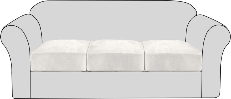 Velvet Stretch Couch Cushion Cover Plush Cushion Slipcover for Chair Cushion Furniture Protector Seat Cushion Sofa Cover with Elastic Bottom Washable (1 Pack, Camel) Home & Garden > Decor > Chair & Sofa Cushions H.VERSAILTEX Off White 3 