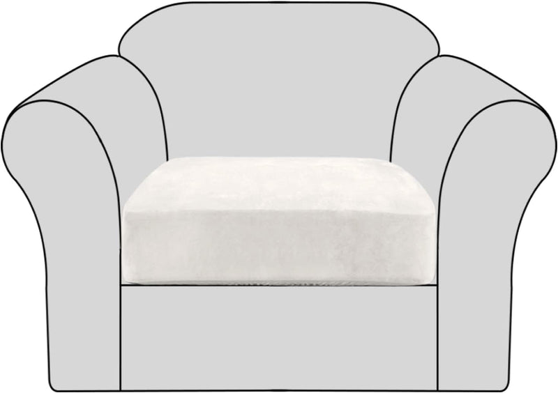 Velvet Stretch Couch Cushion Cover Plush Cushion Slipcover for Chair Cushion Furniture Protector Seat Cushion Sofa Cover with Elastic Bottom Washable (1 Pack, Camel) Home & Garden > Decor > Chair & Sofa Cushions H.VERSAILTEX Off White 1 
