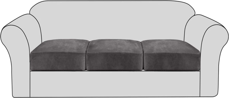 Velvet Stretch Couch Cushion Cover Plush Cushion Slipcover for Chair Cushion Furniture Protector Seat Cushion Sofa Cover with Elastic Bottom Washable (1 Pack, Camel) Home & Garden > Decor > Chair & Sofa Cushions H.VERSAILTEX Grey 3 