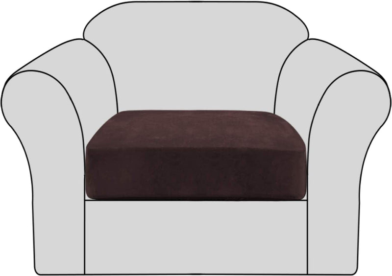 Velvet Stretch Couch Cushion Cover Plush Cushion Slipcover for Chair Cushion Furniture Protector Seat Cushion Sofa Cover with Elastic Bottom Washable (1 Pack, Camel) Home & Garden > Decor > Chair & Sofa Cushions H.VERSAILTEX Brown 1 