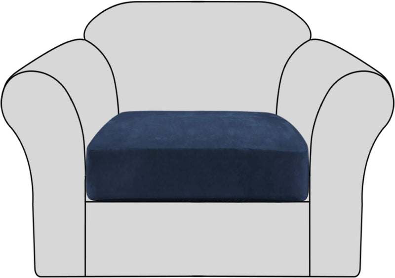 Velvet Stretch Couch Cushion Cover Plush Cushion Slipcover for Chair Cushion Furniture Protector Seat Cushion Sofa Cover with Elastic Bottom Washable (1 Pack, Camel) Home & Garden > Decor > Chair & Sofa Cushions H.VERSAILTEX Navy 1 