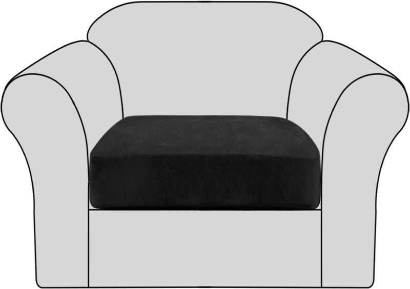 Velvet Stretch Couch Cushion Cover Plush Cushion Slipcover for Chair Cushion Furniture Protector Seat Cushion Sofa Cover with Elastic Bottom Washable (1 Pack, Camel) Home & Garden > Decor > Chair & Sofa Cushions H.VERSAILTEX Black 1 