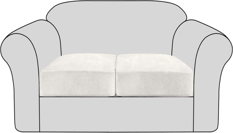 Velvet Stretch Couch Cushion Cover Plush Cushion Slipcover for Chair Cushion Furniture Protector Seat Cushion Sofa Cover with Elastic Bottom Washable (1 Pack, Camel) Home & Garden > Decor > Chair & Sofa Cushions H.VERSAILTEX Off White 2 