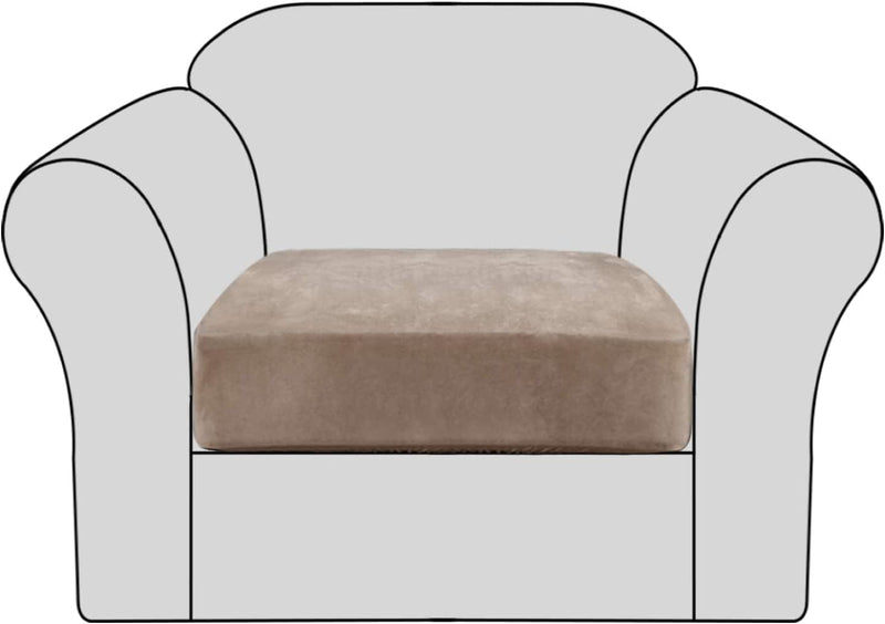 Velvet Stretch Couch Cushion Cover Plush Cushion Slipcover for Chair Cushion Furniture Protector Seat Cushion Sofa Cover with Elastic Bottom Washable (1 Pack, Camel) Home & Garden > Decor > Chair & Sofa Cushions H.VERSAILTEX Taupe 1 