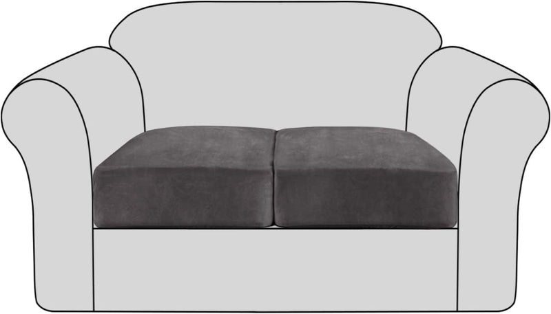 Velvet Stretch Couch Cushion Cover Plush Cushion Slipcover for Chair Cushion Furniture Protector Seat Cushion Sofa Cover with Elastic Bottom Washable (1 Pack, Camel) Home & Garden > Decor > Chair & Sofa Cushions H.VERSAILTEX Grey 2 