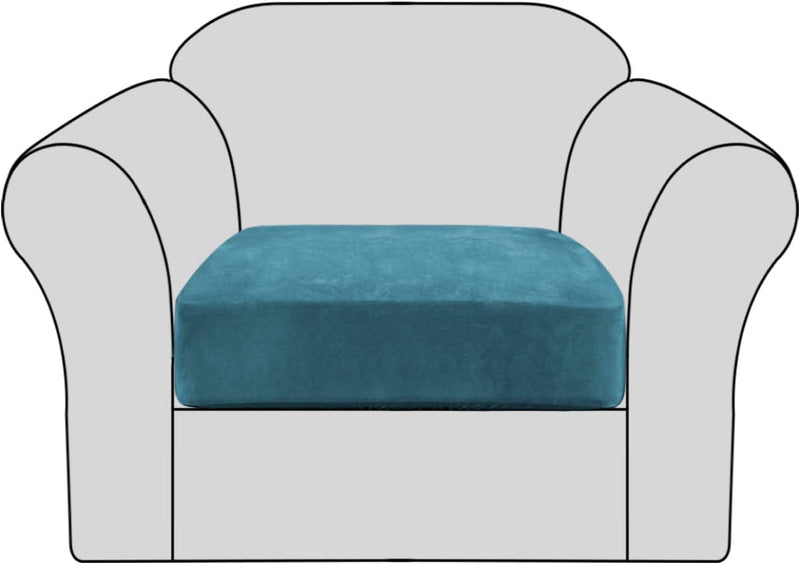 Velvet Stretch Couch Cushion Cover Plush Cushion Slipcover for Chair Cushion Furniture Protector Seat Cushion Sofa Cover with Elastic Bottom Washable (1 Pack, Camel) Home & Garden > Decor > Chair & Sofa Cushions H.VERSAILTEX Peacock Blue 1 