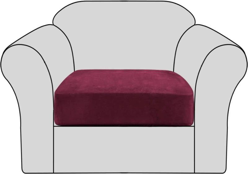 Velvet Stretch Couch Cushion Cover Plush Cushion Slipcover for Chair Cushion Furniture Protector Seat Cushion Sofa Cover with Elastic Bottom Washable (1 Pack, Camel) Home & Garden > Decor > Chair & Sofa Cushions H.VERSAILTEX Wine/Burgundy 1 
