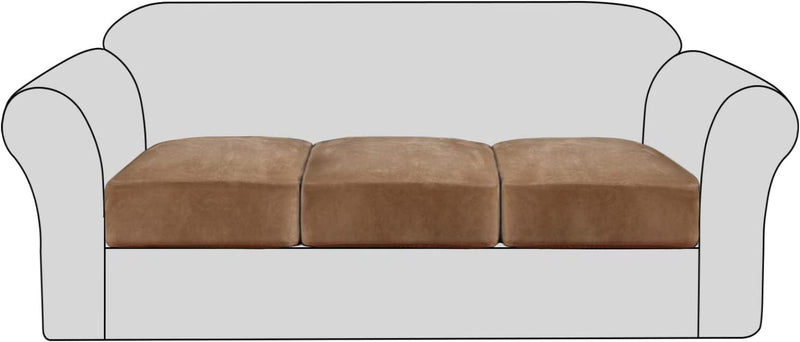 Velvet Stretch Couch Cushion Cover Plush Cushion Slipcover for Chair Cushion Furniture Protector Seat Cushion Sofa Cover with Elastic Bottom Washable (1 Pack, Camel) Home & Garden > Decor > Chair & Sofa Cushions H.VERSAILTEX Camel 3 