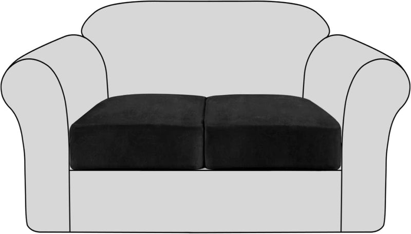 Velvet Stretch Couch Cushion Cover Plush Cushion Slipcover for Chair Cushion Furniture Protector Seat Cushion Sofa Cover with Elastic Bottom Washable (1 Pack, Camel) Home & Garden > Decor > Chair & Sofa Cushions H.VERSAILTEX Black 2 