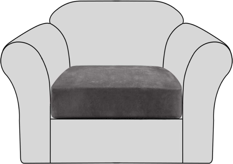 Velvet Stretch Couch Cushion Cover Plush Cushion Slipcover for Chair Cushion Furniture Protector Seat Cushion Sofa Cover with Elastic Bottom Washable (1 Pack, Camel) Home & Garden > Decor > Chair & Sofa Cushions H.VERSAILTEX Grey 1 