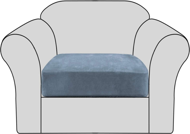 Velvet Stretch Couch Cushion Cover Plush Cushion Slipcover for Chair Cushion Furniture Protector Seat Cushion Sofa Cover with Elastic Bottom Washable (1 Pack, Camel) Home & Garden > Decor > Chair & Sofa Cushions H.VERSAILTEX Stone Blue 1 