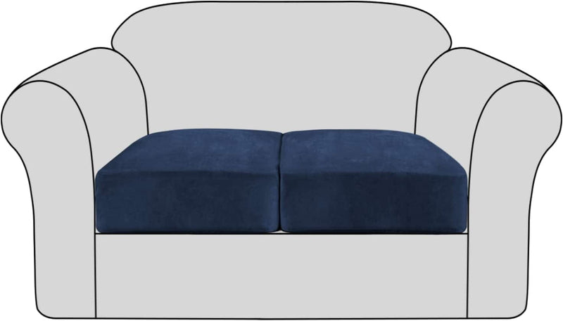 Velvet Stretch Couch Cushion Cover Plush Cushion Slipcover for Chair Cushion Furniture Protector Seat Cushion Sofa Cover with Elastic Bottom Washable (1 Pack, Camel) Home & Garden > Decor > Chair & Sofa Cushions H.VERSAILTEX Navy 2 