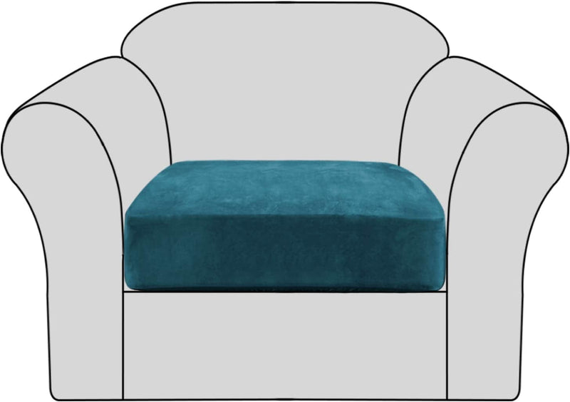 Velvet Stretch Couch Cushion Cover Plush Cushion Slipcover for Chair Cushion Furniture Protector Seat Cushion Sofa Cover with Elastic Bottom Washable (1 Pack, Camel) Home & Garden > Decor > Chair & Sofa Cushions H.VERSAILTEX Deep Teal 1 