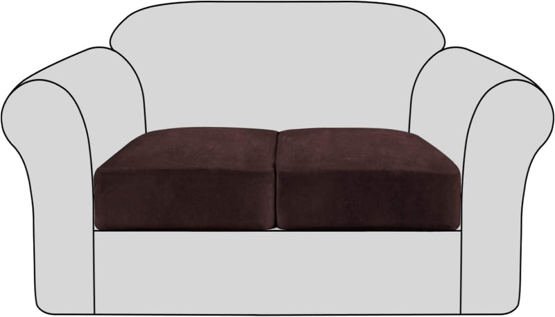 Velvet Stretch Couch Cushion Cover Plush Cushion Slipcover for Chair Cushion Furniture Protector Seat Cushion Sofa Cover with Elastic Bottom Washable (1 Pack, Camel) Home & Garden > Decor > Chair & Sofa Cushions H.VERSAILTEX Brown 2 