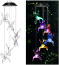Vency Solar Power Lamp, Color Changing Solar Hummingbird Wind Chimes, LED Decorative Mobile, Waterproof Outdoor Decorative Lights for Patio Balcony Bedroom Party Yard Garden (Clear Wing Hummingbird) Home & Garden > Lighting > Lamps Vency Clear Wing Hummingbird  